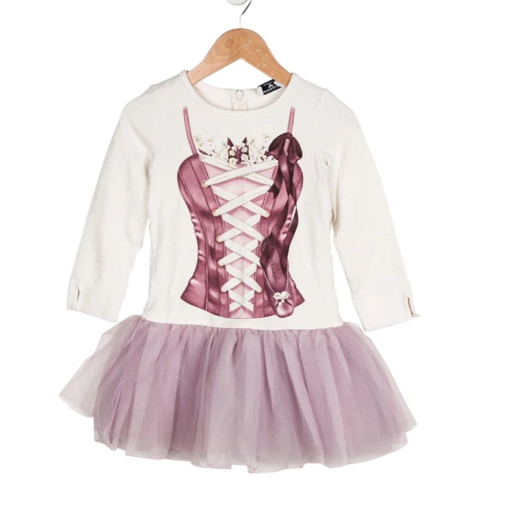 Monnalisa Girls long sleeve printed dress size 5